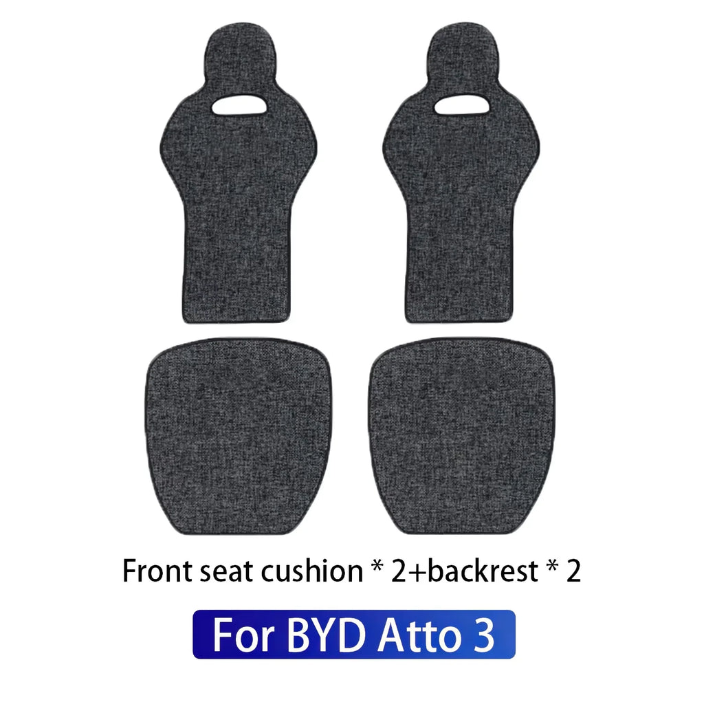 For BYD Atto 3 / Yuan Plus Tang Han Dolphin EV 2022 2023 2024 Seat Covers, Linen Cushion Breathable Pad Car Seat Mat Protector