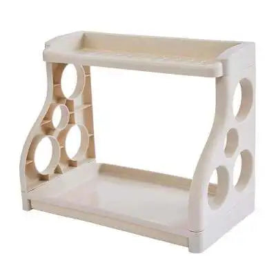 2026 Kitchen floor shelf double-layer kitchen utensils knife rack seasoning rack multi-function storage organizer