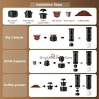 3 in 1 Electric Travel Espresso Machine Heating Water Portable Coffee Maker Compatible with Ground Coffee Small Large Capsules