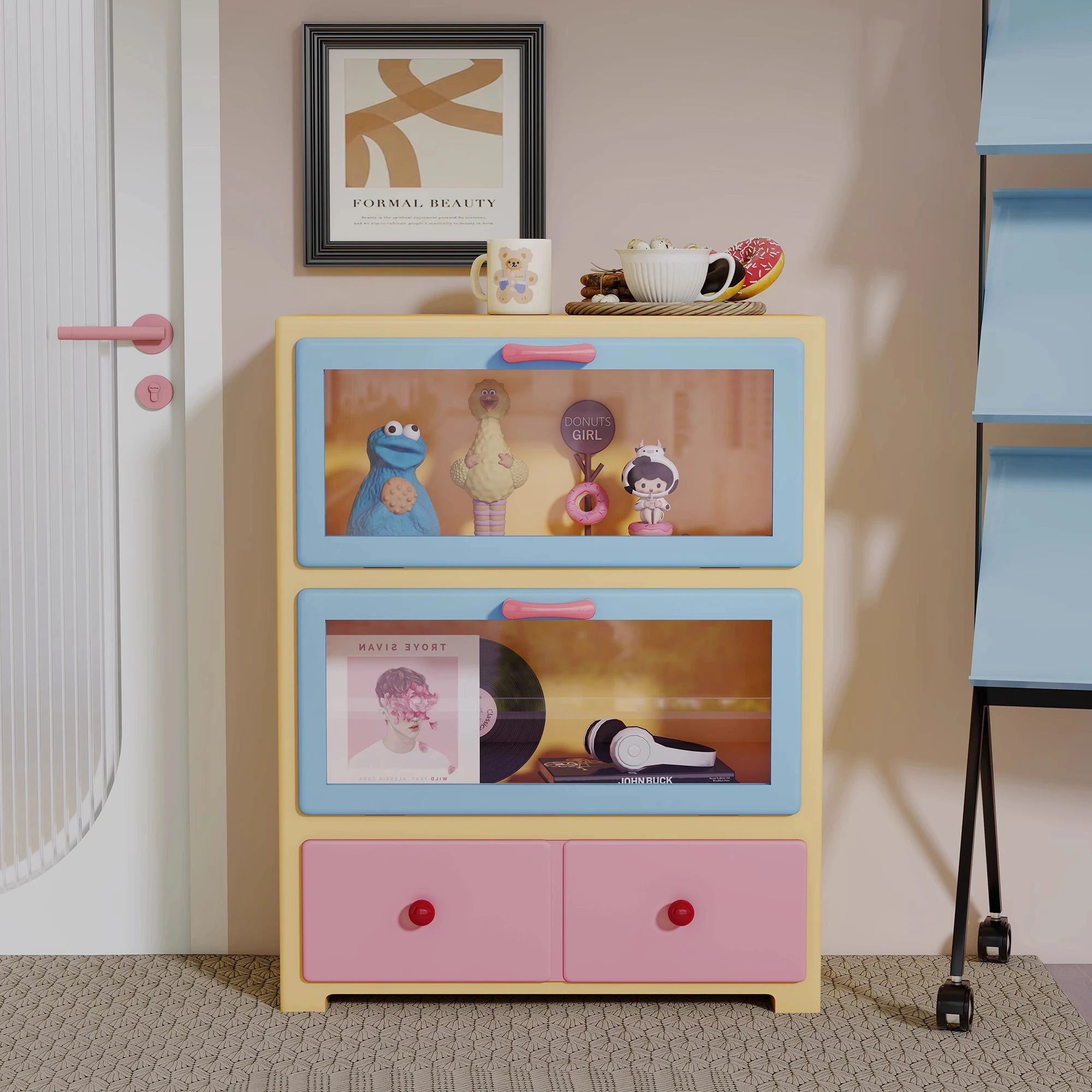 -*Color chest, bedroom storage, modern display cabinet, dust-proof glass