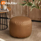 OTAUTAU Big Faux Leather Ottoman Pouf Stool with Filling Bean Bag Footrest Footstool Corner Door Side Seat Futon Frameless JD007