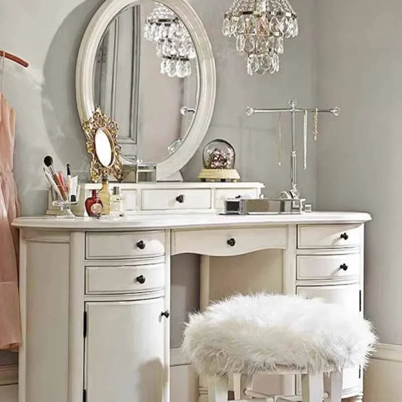Modern Mirror Dresser Eithe Girl Makeup Luxury Women Wooden Dressing Table Storage White Large Coiffeuse Nordic Home Furniture