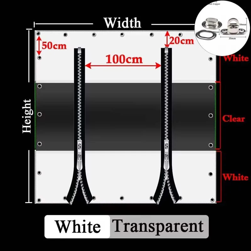 Customizable Transparent Zipper Tarpaulin with Twist Lock Pergola See Though Tarpaulin Heavy Duty Carwash Room Waterproof Screen