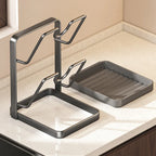 Kitchen Pot Lid Rack No Drill Pot Lid Organizer Kitchen Space Saving Countertop Organizer Rack with Drainage Tray Easy to Clean