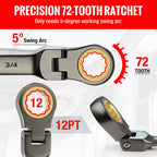 WORKPRO 8pcs Flex-Head Ratcheting Combination Wrench Set SAE 5/16-3/4