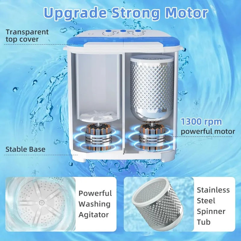VCJ Portable Washing Machine, Twin Tub Washing Machine Laundry Compact