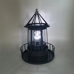 Rotating Beacon Light Iron Solar Adornment Lighthouse Garden Decor Lighthouse-shaped Landscape Lamp