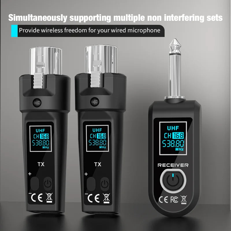 Microphone UHF Wireless Converter Dynamic Condenser Universal Recharge XLR Transmitter and Receiver for Mic Audio Mixer Guitar