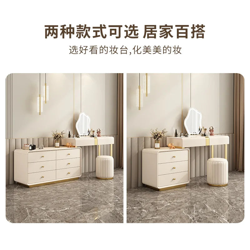 Dresser, chest, storage cabinet, integrated solid wood simple dressing table, cream wind bedroom corner retractable dressing