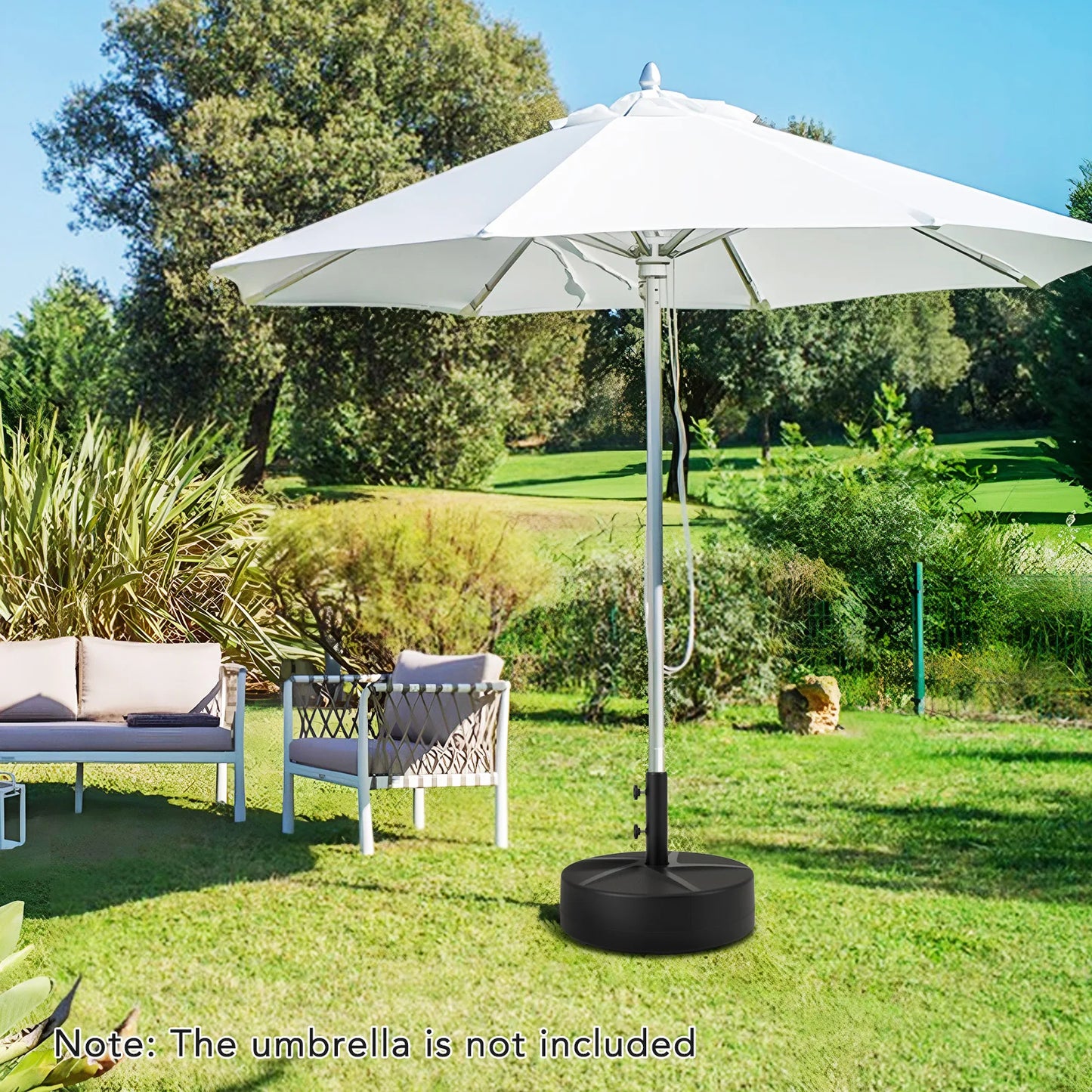 Patio Round Umbrella Base w/2 Adjustable Knobs & 3 Adapters Outdoor for Poolside
