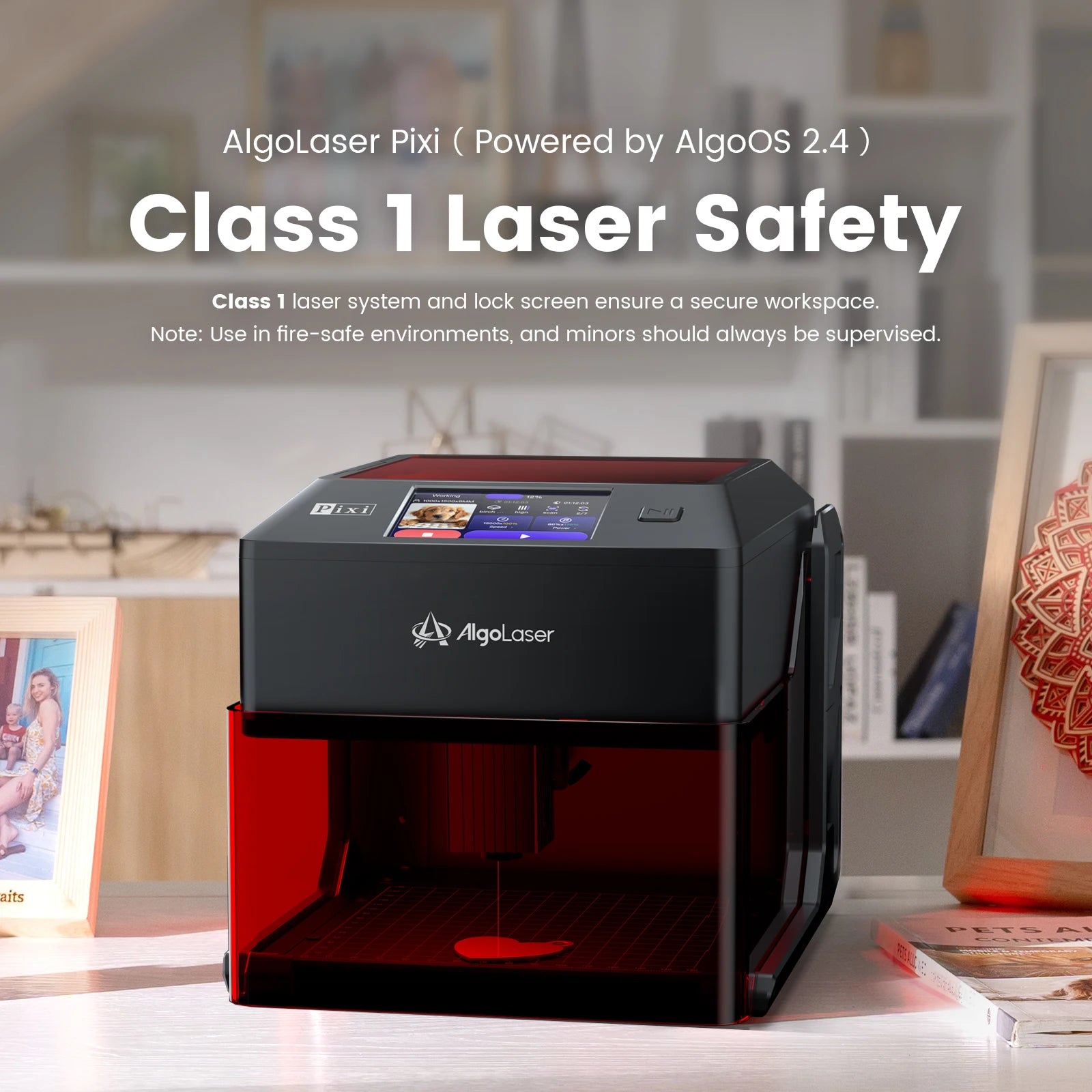 Algolaser Pixi 3.5" Screen AlgoOS Smart Laser Engraving Machine Easy Operation For Beginners Wood Glass DIY Wood Router Cutter