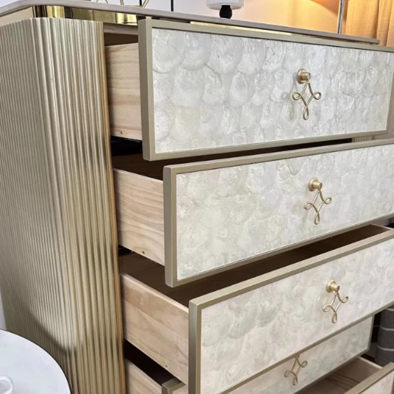 Italian Luxury Shelves Kitchen Sideboard Marble Storage Locker Living Room 5-tier Chest Of Drawers Multipurpose Home Furniture