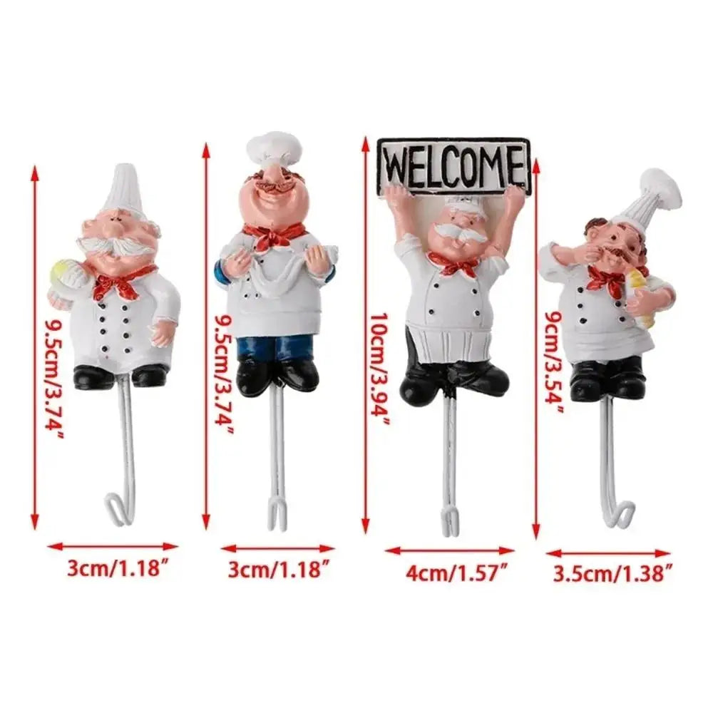 Kitchen Creative Chef Cartoon Storage Rack Hooks Wall Hanger Kitchen Hooks For Utensils Suitable Household Bedroom Door Hook