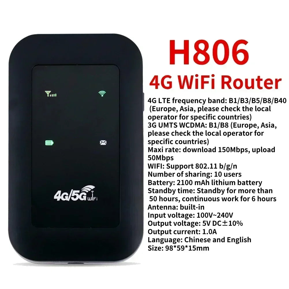 4G 5G WiFi 6 Mobile Hotspot Router Support 10 Users with SIM Card Slot Wireless Router Portable WiFi Hotspot for Home Travel