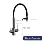 Brushed Gold Kitchen Faucet Filter 360 Swivel Pure Water Tap for 3 Ways Kitchen Pull Out Purification Water Mixer Double Handle