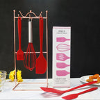 5PCS Silicone Kitchen Cooking Utensils Set Non-Stick Flexible Kitchen Tools With Cake Spatula Whisk Oil Brush And Cooking Shovel