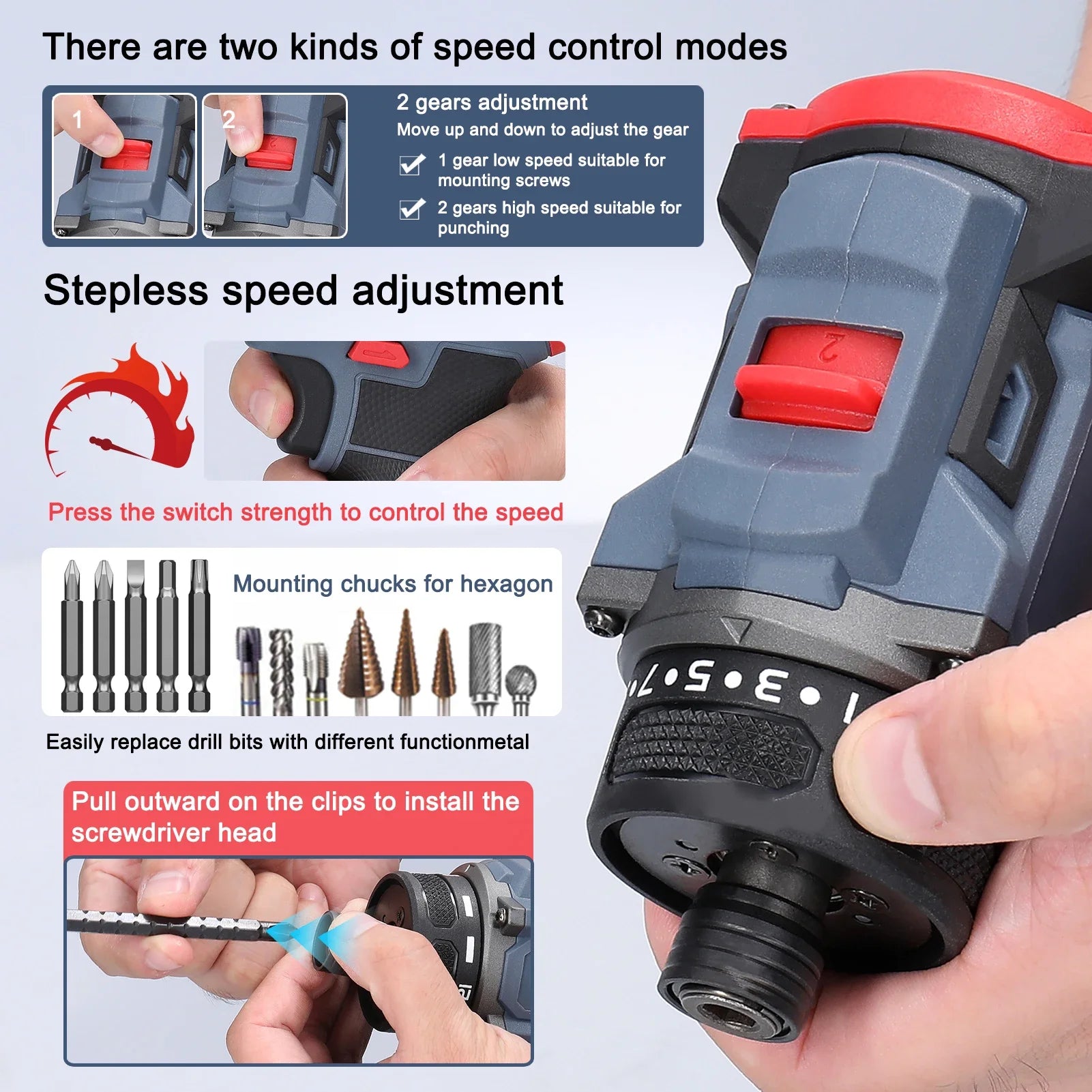 16.8V Brushless Screwdriver Lithium Electric Drill Rechargeable Hand Drill Screwdriver Electric Tool Torque Drill Repairing Kit