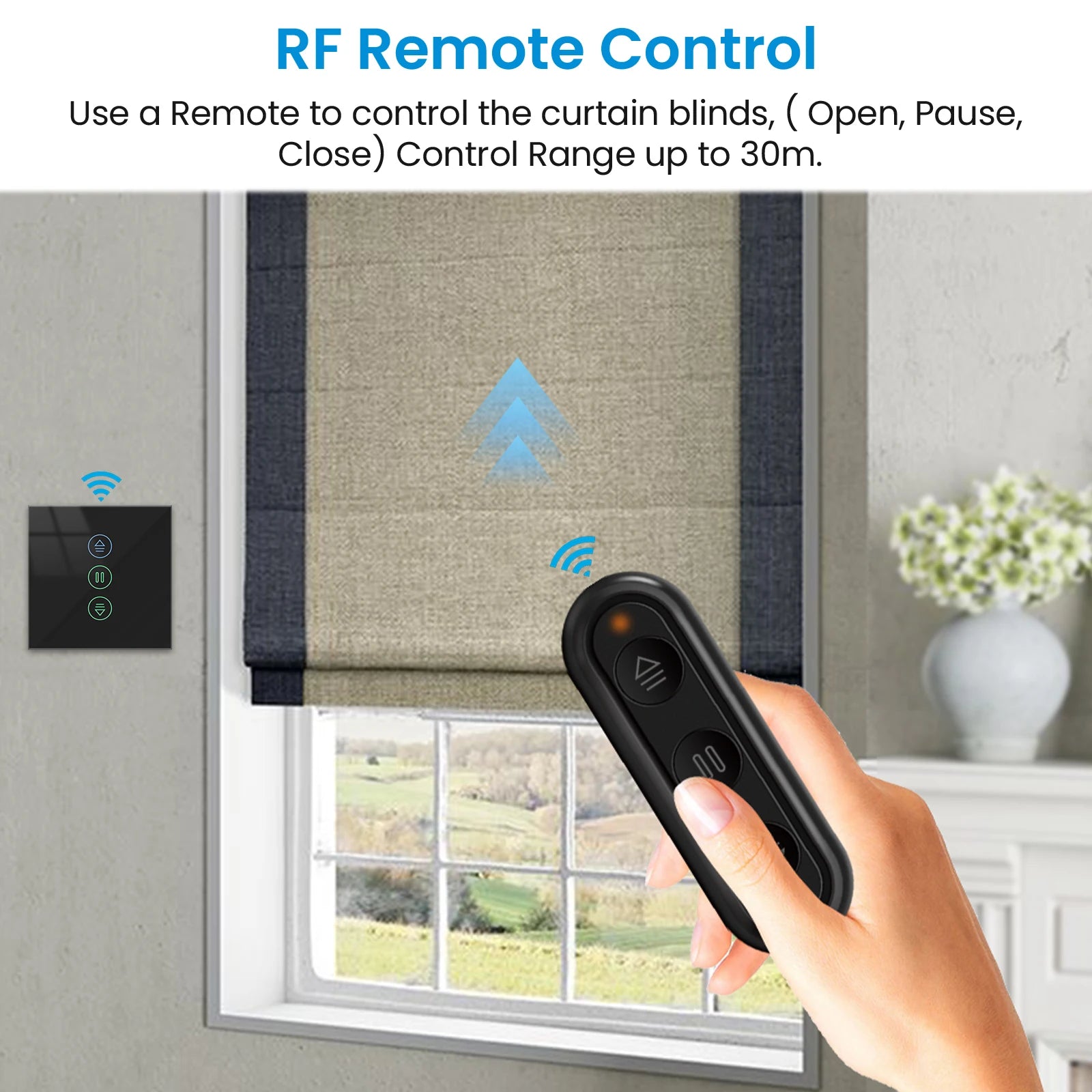 LoraTap Tuya Smart Life Roller Shutter Blinds Black Switch and Remote Percentage Control Timer Work with Google Assistant Alexa