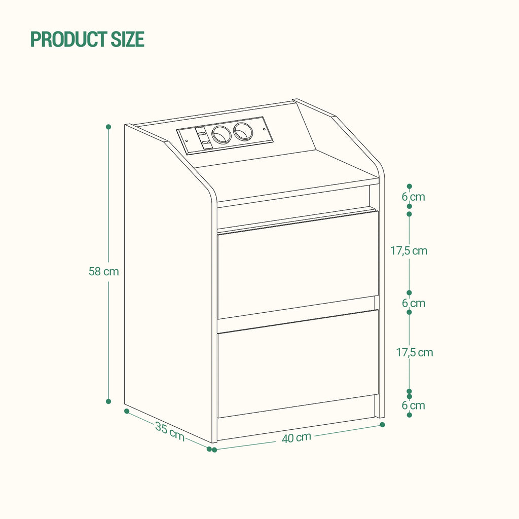 Bedside Table with 2 Drawers, Side Table, Stylish and Versatile, Ideal for Living Room and Bedroom