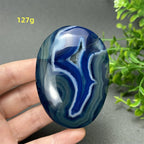 Natural Blue Agate Palm Play Healing Spiritual Meditation Chakra Witchcraft Prayer Energy Feng Shui Home Decor Gift