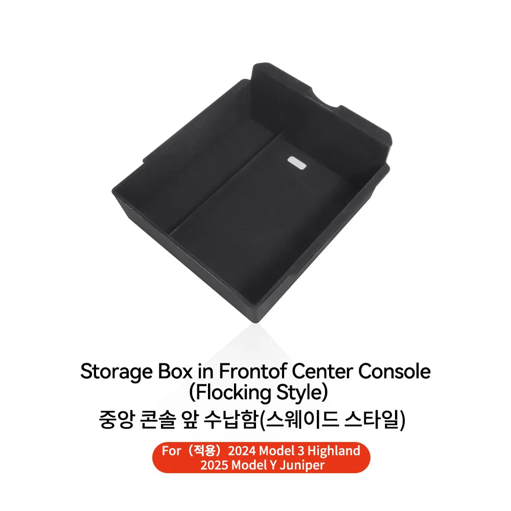 YZ For Tesla Model 3 Highland 2024 Model Y Juniper 2025 Storage Box Center Armrest Hidden Box Cup Holder Organizer Accessories