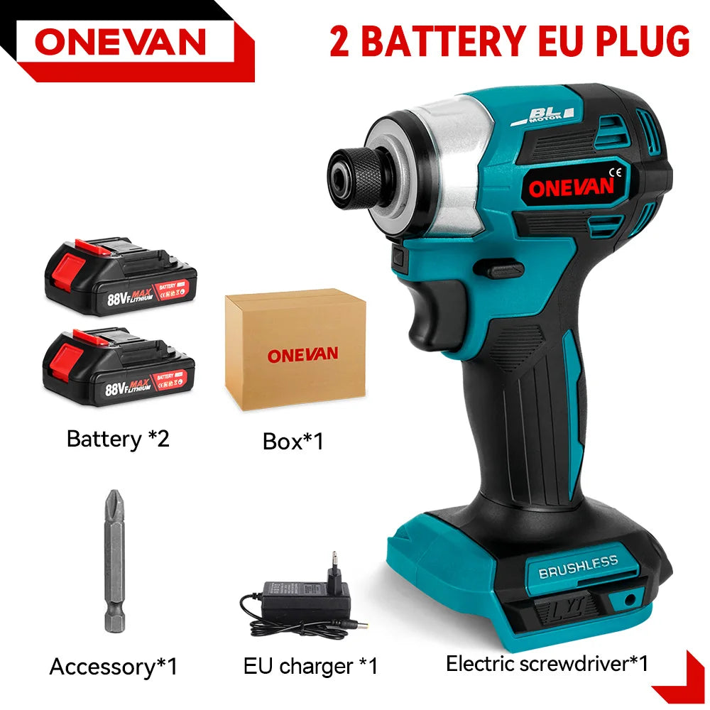 600N.m Brushless Electric Screwdriver Cordless 5-Speed Electric Impact Drill Rechargeable Power Tools Kit For 21V 18V Battery