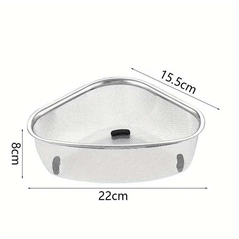 Kitchen Sink Drain Basket Stainless Steel Triangle Food Vegetables Peel Egg Filter Storage Organizer Kitchen Shelf Rack Drainier
