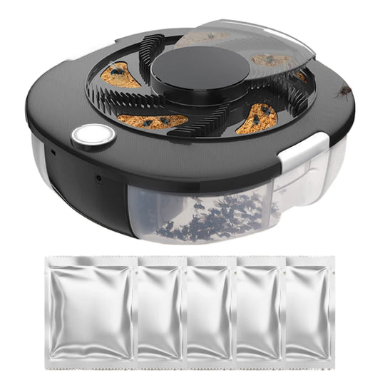 USB Household Fly Catcher with Baits Gnat Flying Insect Trap Quiet Safety Automatic Flycatcher for Indoor Home Kitchen Garden