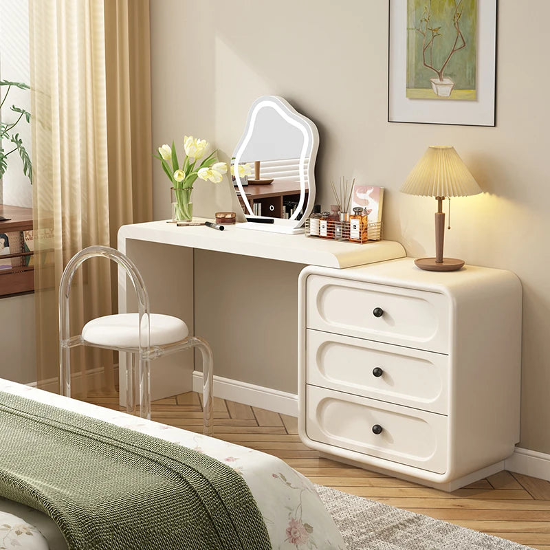 European Cream Dressing Table Storage Light Luxury Desgin Console Vanity Table Modern Drawers Penteadeira Postmodern Furniture
