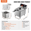 SucceBuy Commercial Deep Fryer Electric Countertop Fryer with Basket Stainless Steel Single Oil Fryer with Time & Temp Control