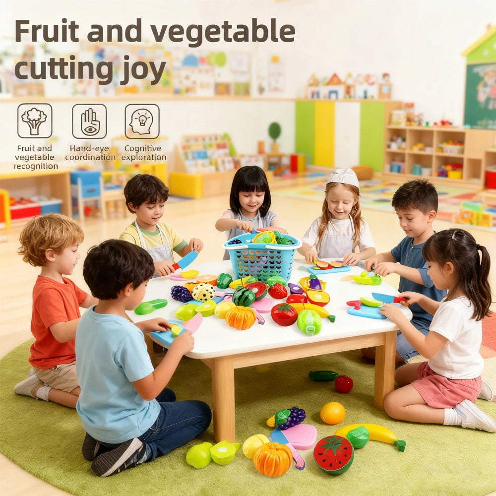 Kitchen Toys Set Cutting Fruit Vegetable Pretend Role Play Girl Toys Miniature Food Education Toy for Toddler Child Fidgets Toys