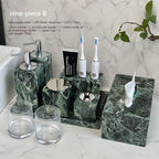 Luxury Marble Bath Set: Shampoo Bottles, Tray & Canister Organizer, Natural Stone Accessories for Home & Hotel Bathroom Decor