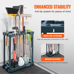 VEVOR 10 Slots Yard Garden Tool Organizer Long-Handled Tool/Rake/Broom Tower Storage Rack Stand Holder for Garage Organization