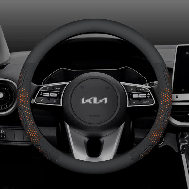 For Kia K5 Sportage Picanto Xceed Rio Cerato Soul Carens Seltos Carbon fiber Suede Car Steering Wheel Cover Auto Accessories