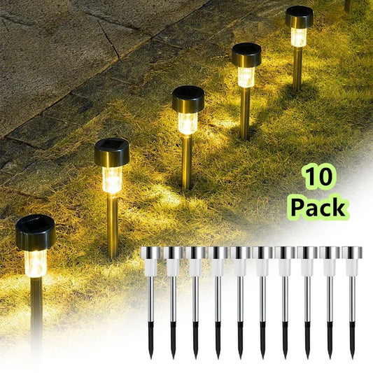 Fairy Light Solar Powered Lamp Outdoor Yard Lawn Decoration 10PCS Stainless Steel Solar Garden Light Lanter Landscape Lighting