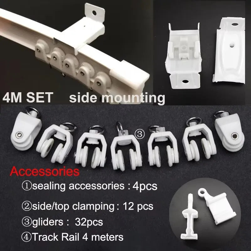 Flexible Ceiling & Wall Mounted Curtain Track Rail Bendable Plastic Steel Design for Bay Windows/Balcony 1-10M White Noise-Free