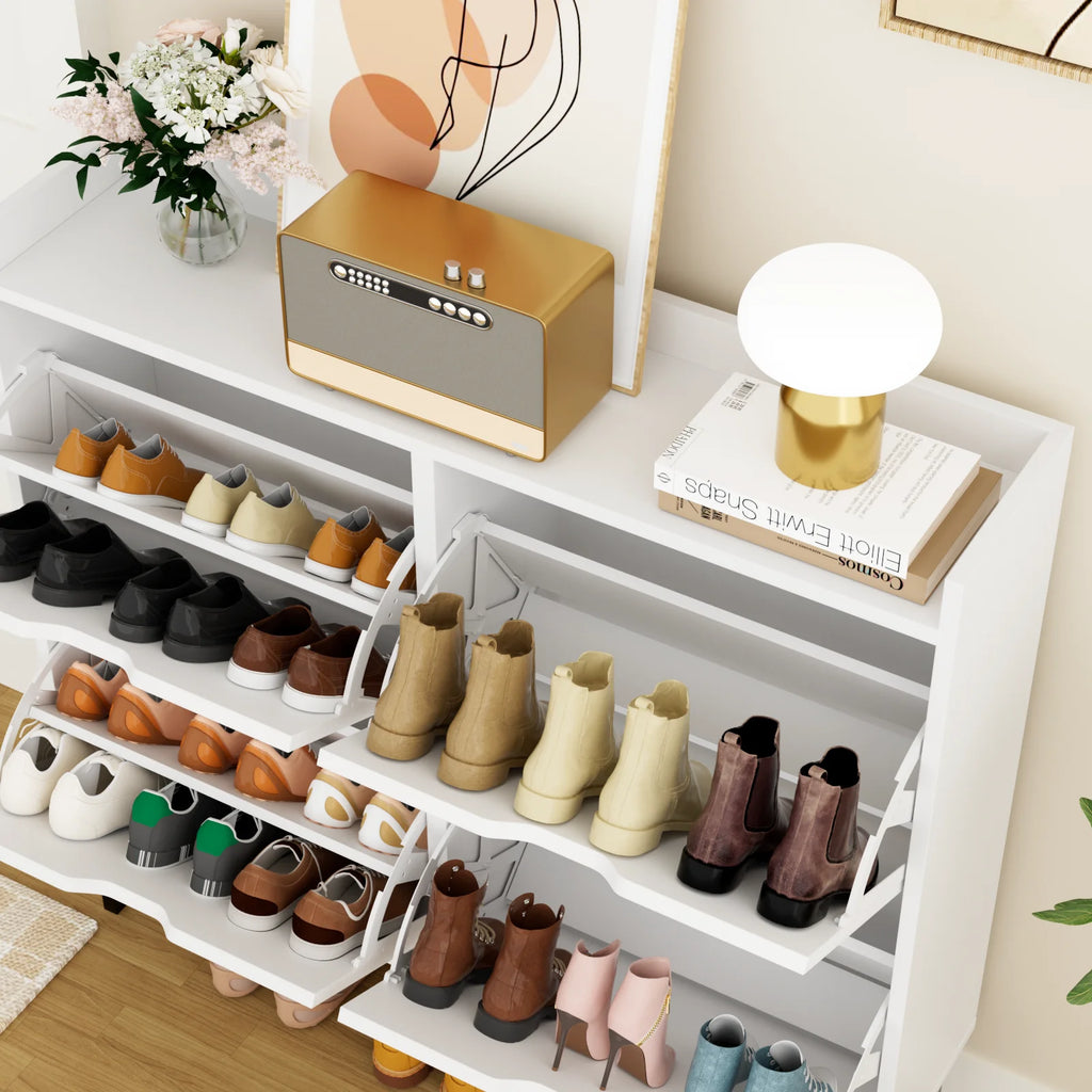 VOWNER Shoe Storage Cabinet with 4 Flip Drawers, Freestanding Shoe Cabinet