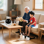 Famue Smart Child Care Robot with Pet Monitoring & Elderly Companion, APP Remote Control, 2-Way Voice Call, Motion Detection for