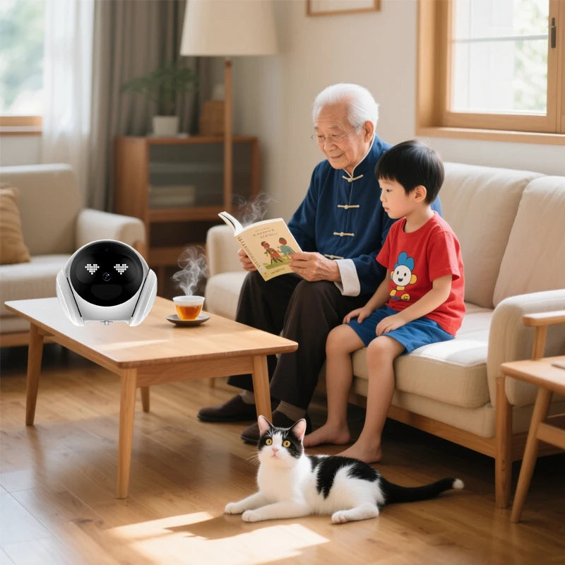Famue Smart Child Care Robot with Pet Monitoring & Elderly Companion, APP Remote Control, 2-Way Voice Call, Motion Detection for