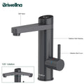 Briwellna Stainless Steel Electric Faucet With Digital Display 220V Instant Hot Water Tap Faucet 120° Swivel Spout Heating Tap