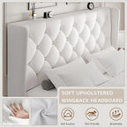 Velvet Platform Bed Frame with Button Tufted Headboard, Upholstered Bed Frame with Solid Wooden Slats, 8" Underbed Space