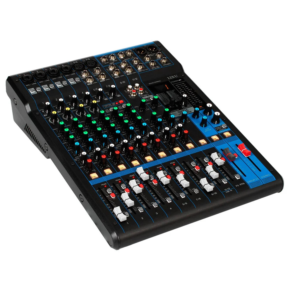 12XU 12 Way Analog Mixing Consoles Professional 12 Channel Sound MG12 Audio Mixer for Wedding Stage Performance Conference Room