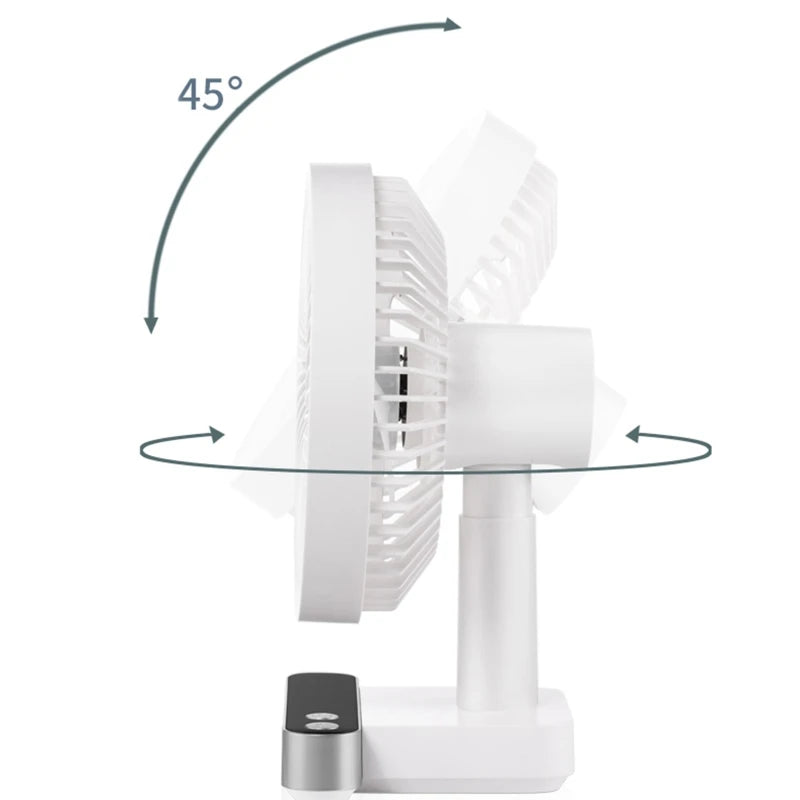 4000mah Desk Fan USB Oscillating Fan with Adjustable Head 4 Speeds Min