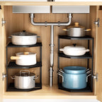 Cookware Storage Rack Kitchen Storage Rack Household Layers Kitchen Organizer Fan-shaped Sink Countertop Cabinet Corner Layered