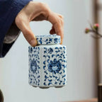 Kitchen Seasoning Ceramic Tea Pot Traditional Chinese with Lid Airtight Food Storage Containers Reusable Pantry Organization