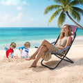 Beach Chair with Flip Headrest, Durable Textilene Fabric and Sturdy Iron Pipe Frame for Comfort and Outdoor Relaxation