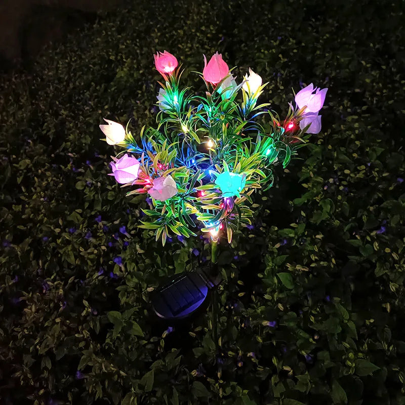 1/2/3/4pc 11-Flower Solar LED Gardenia Lights Outdoor Garden Decor Automatic Light Sensor for Patio Lawn Yard Solar Garden Light