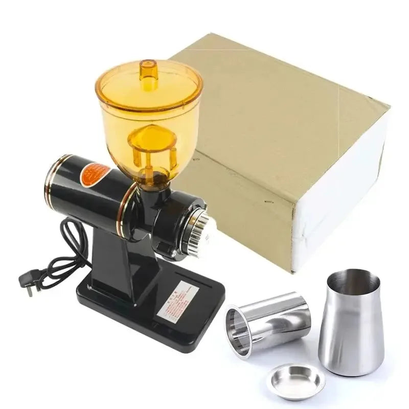 DIVEDEER Electric Coffee Grinder Stainless Steel Coffee Beans Grinder Automatic Detachable 8 File Adjustable Plane Burr Grinder