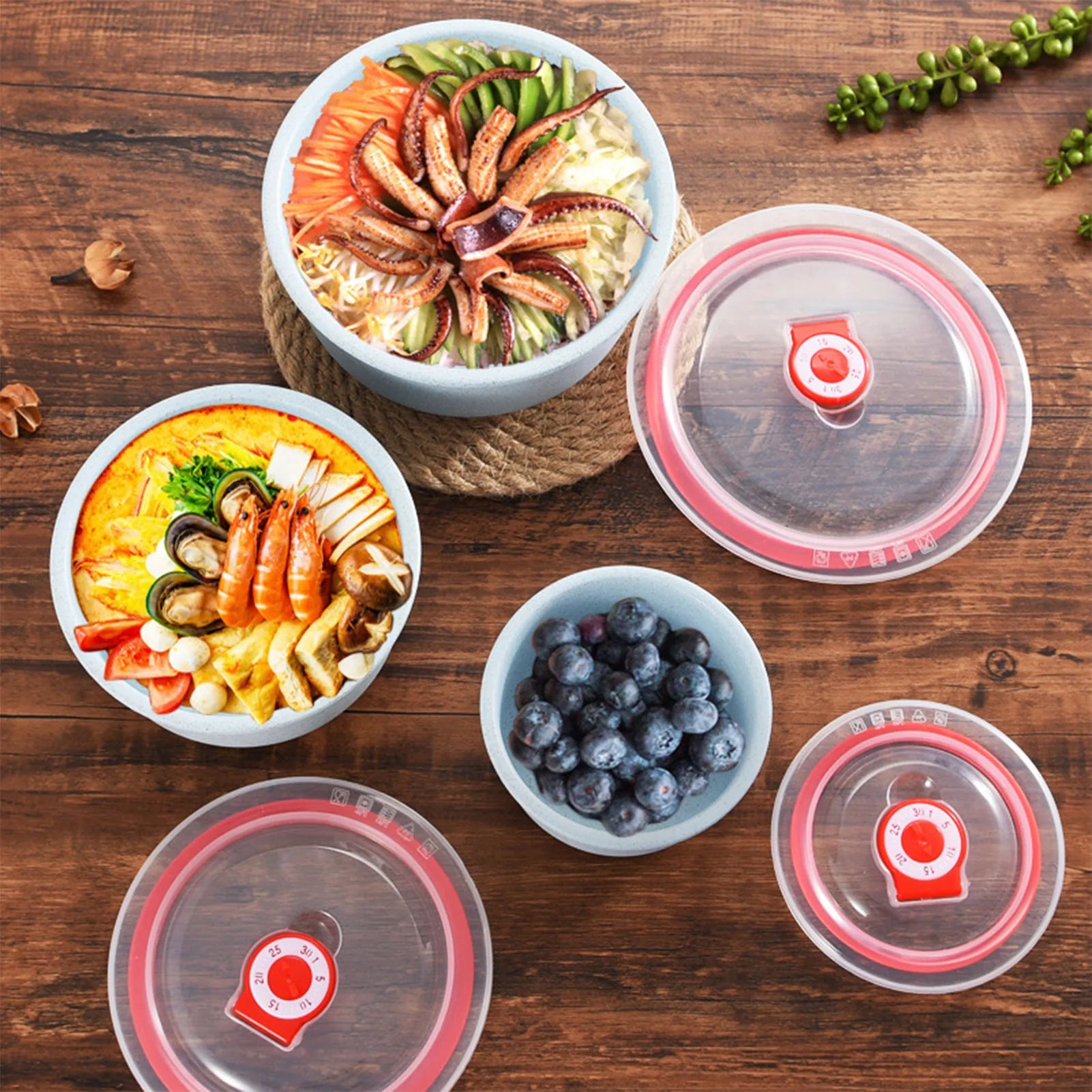 2sets  3pcs/set Food Storage Containers Bento Box with Lid Microwave Storage Containers for Kitchen Storage Meal Pre