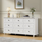 Scurrty White 9 Drawer Dresser, Antique Chest of Drawers,Large Cabinet with Storage, Big Dresser for Clothes in Bedroom